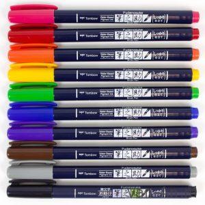 Set van 10 kleuren Fudenosuke brushpennen - Tombow